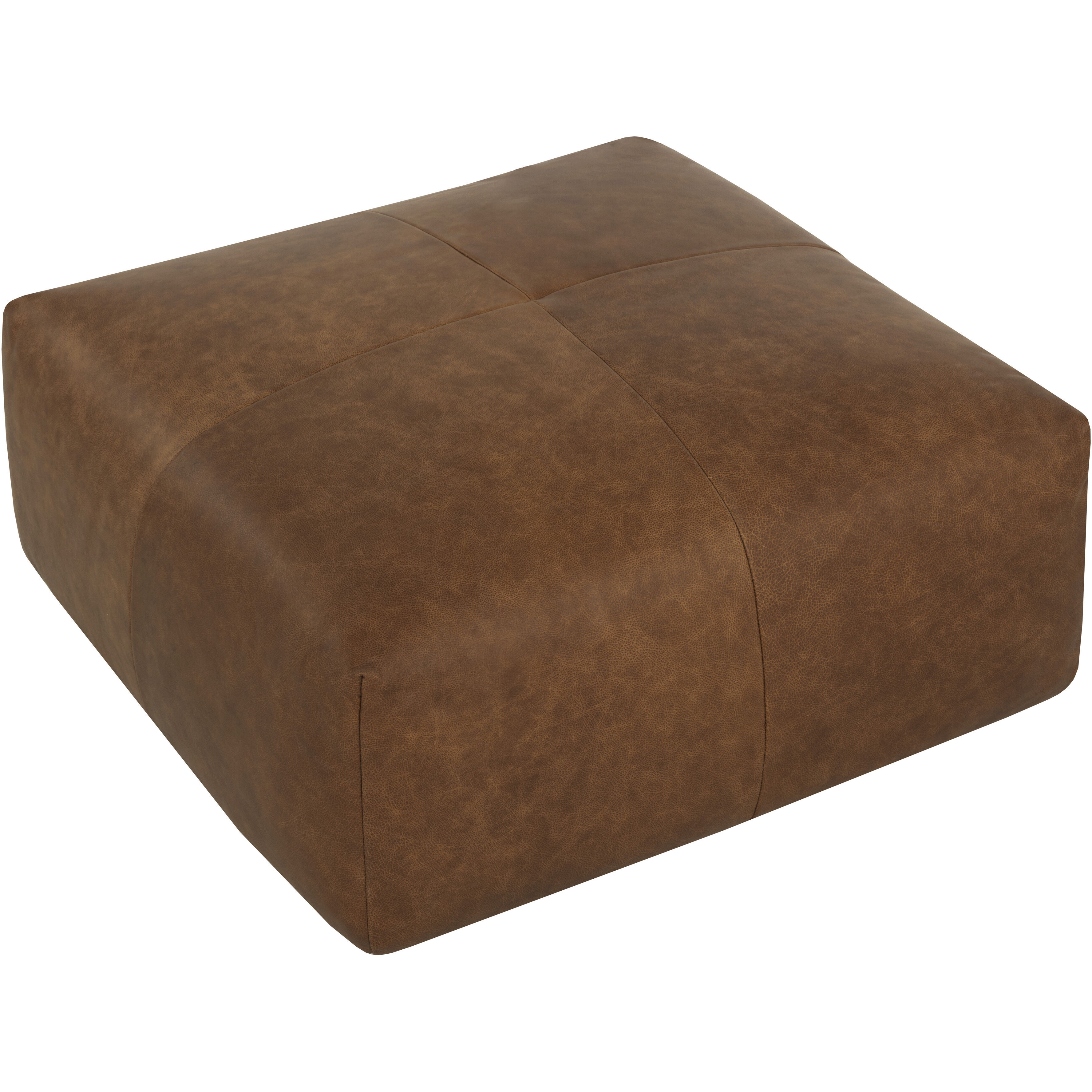 Elio 16 inch Cognac Leather Ottoman